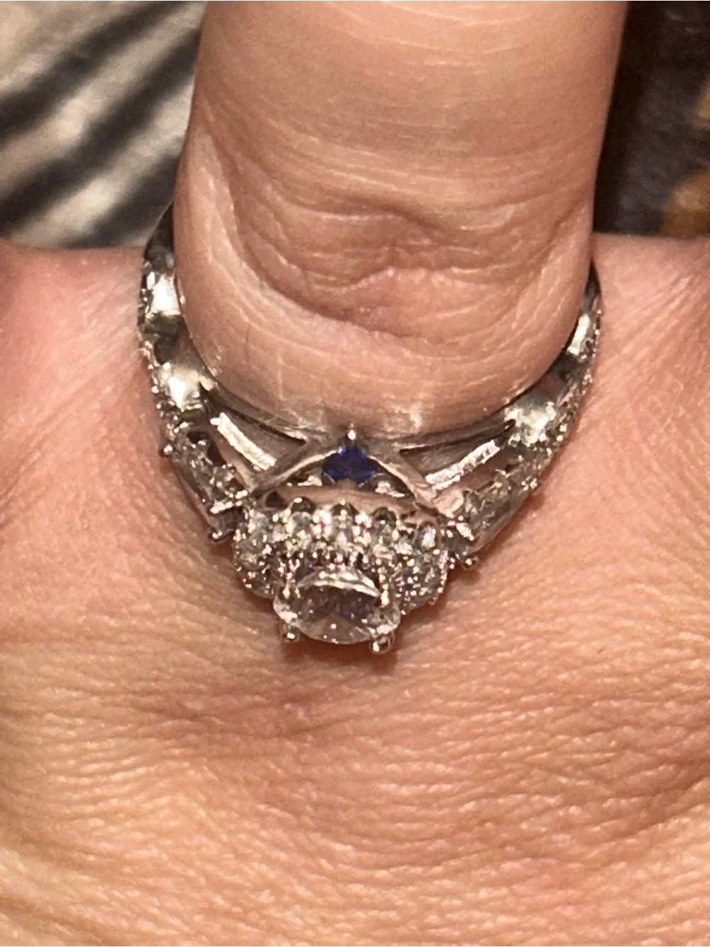 Newshe double halo cushion cut silver wedding set SIZE 8